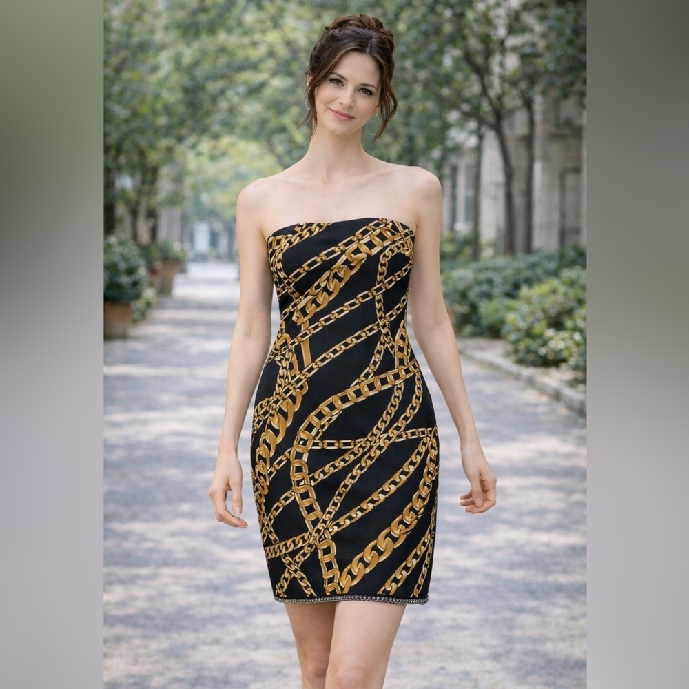 Miroa printed strapless dress